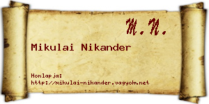 Mikulai Nikander névjegykártya